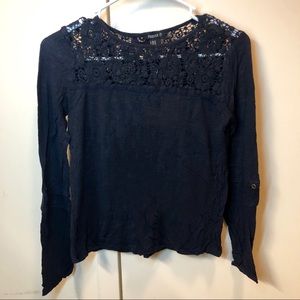 Forever 21 navy blue lace cotton blouse
